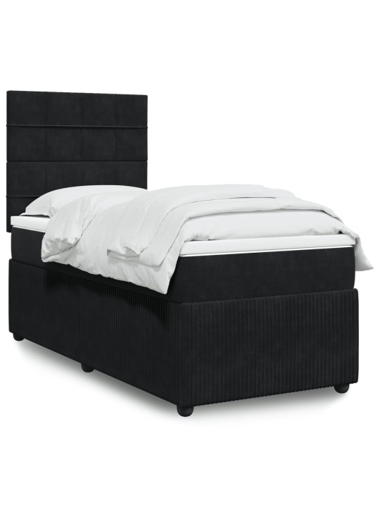 Box spring postel s matrací černá 80 x 200 cm samet