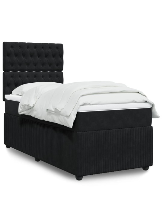 Box spring postel s matrací černá 80 x 200 cm samet