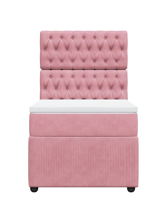Box spring postel s matrací růžová 80 x 200 cm samet
