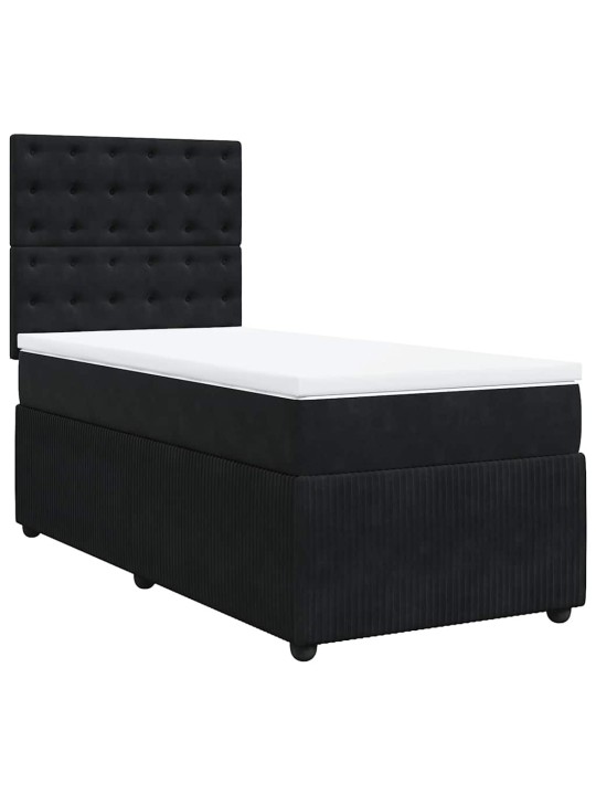 Box spring postel s matrací černá 80 x 200 cm samet