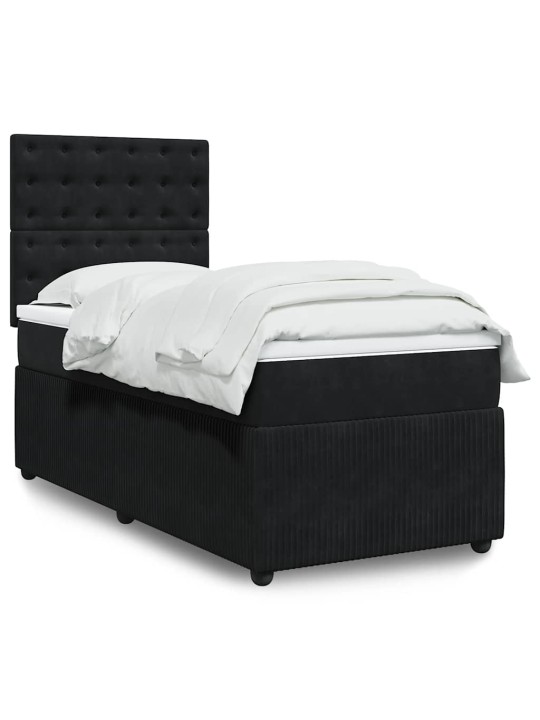 Box spring postel s matrací černá 80 x 200 cm samet