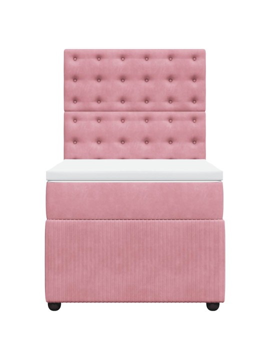 Box spring postel s matrací růžová 80 x 200 cm samet