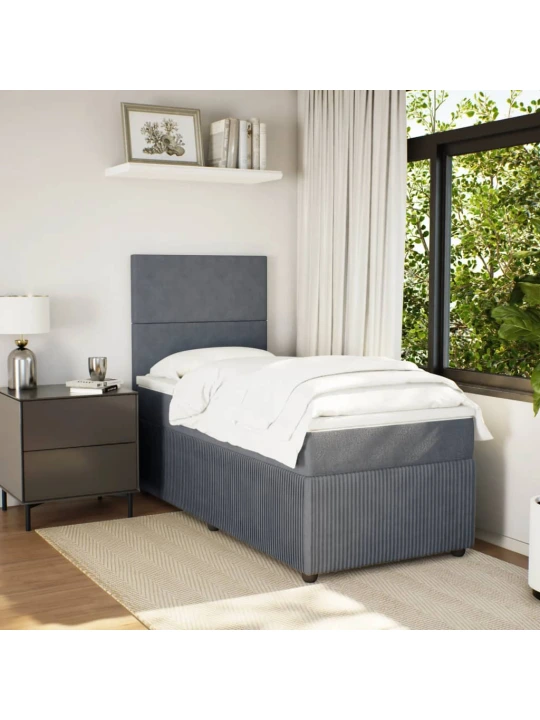 Box spring postel s matrací tmavě šedá 90x190 cm samet