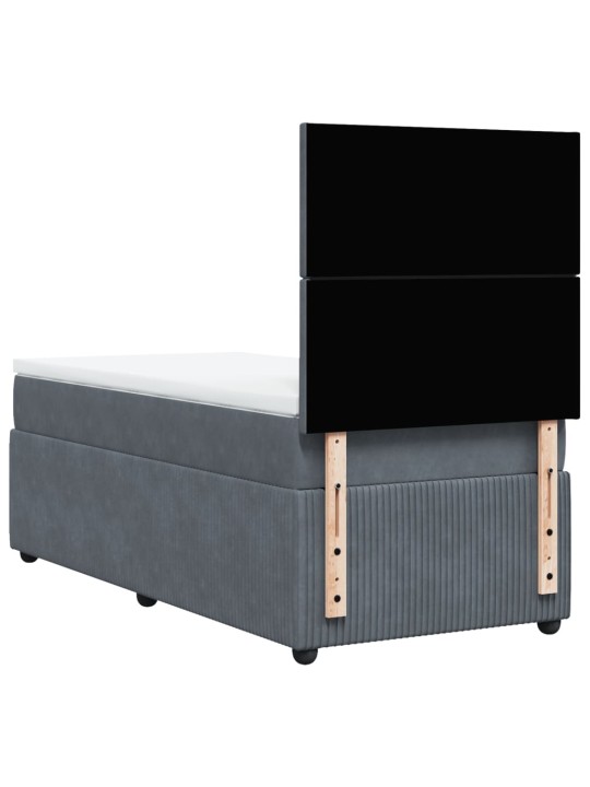 Box spring postel s matrací tmavě šedá 90x190 cm samet