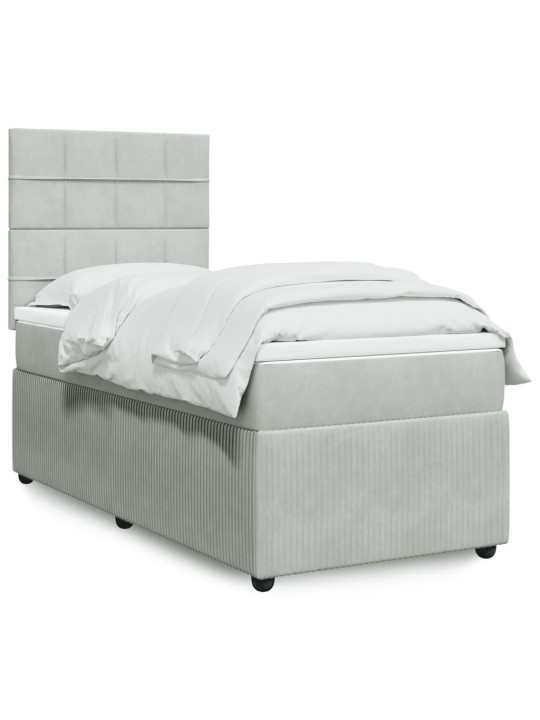 Box spring postel s matrací světle šedá 90x190 cm samet