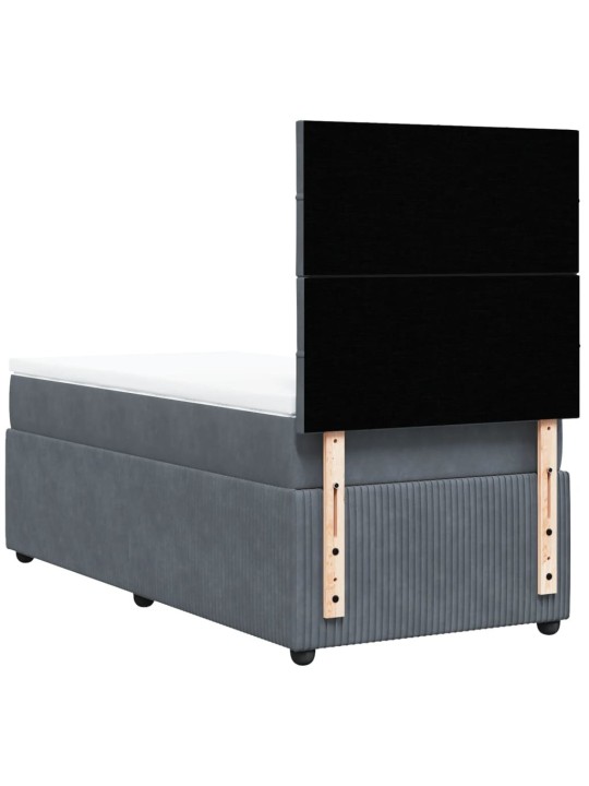 Box spring postel s matrací tmavě šedá 90x190 cm samet