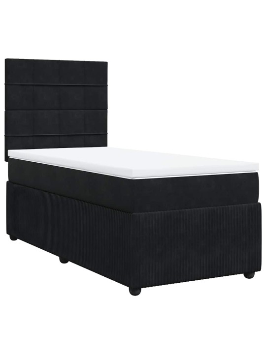 Box spring postel s matrací černá 90x190 cm samet