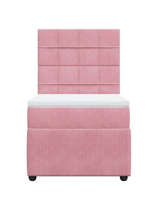 Box spring postel s matrací růžová 90x190 cm samet