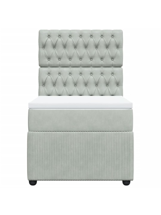 Box spring postel s matrací světle šedá 90x190 cm samet