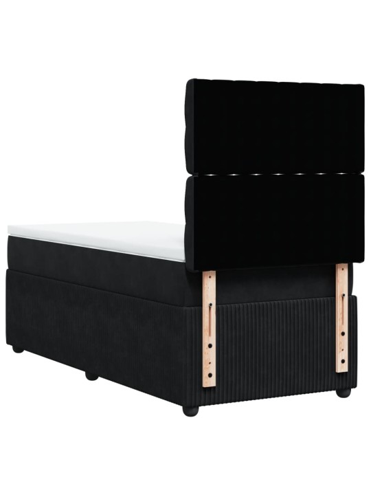 Box spring postel s matrací černá 90x190 cm samet