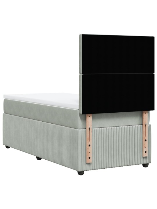 Box spring postel s matrací světle šedá 90x190 cm samet