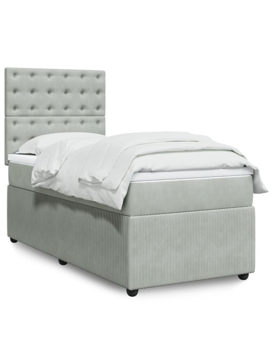 Box spring postel s matrací světle šedá 90x190 cm samet