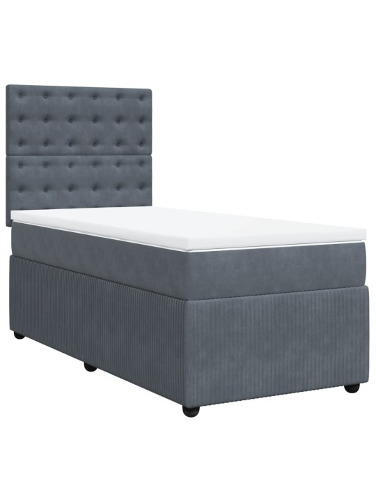 Box spring postel s matrací tmavě šedá 90x190 cm samet