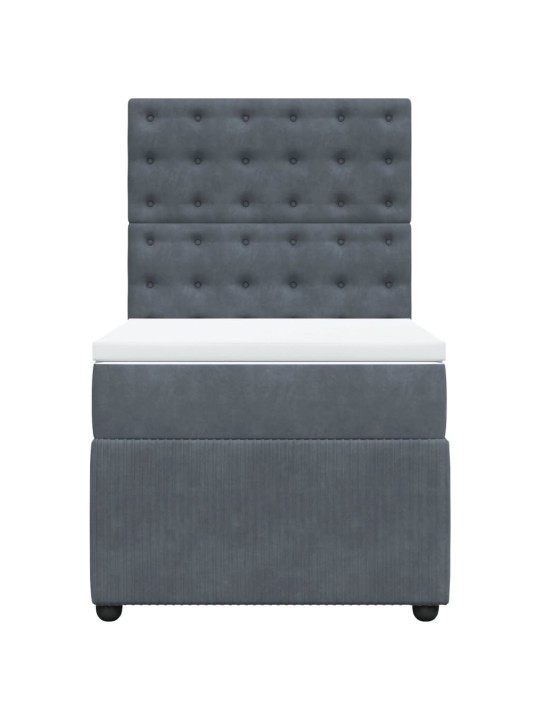 Box spring postel s matrací tmavě šedá 90x190 cm samet