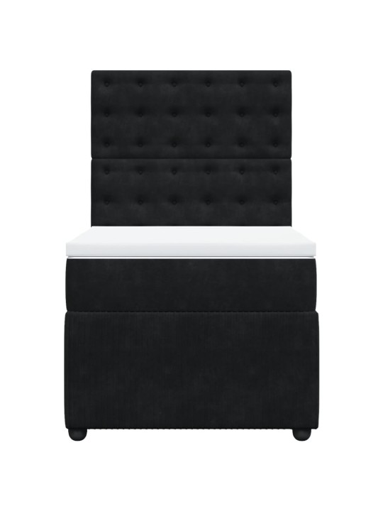 Box spring postel s matrací černá 90x190 cm samet
