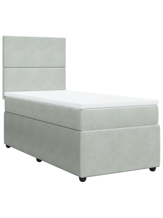 Box spring postel s matrací světle šedá 90x200 cm samet