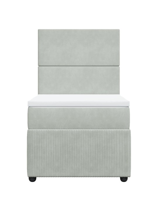 Box spring postel s matrací světle šedá 90x200 cm samet