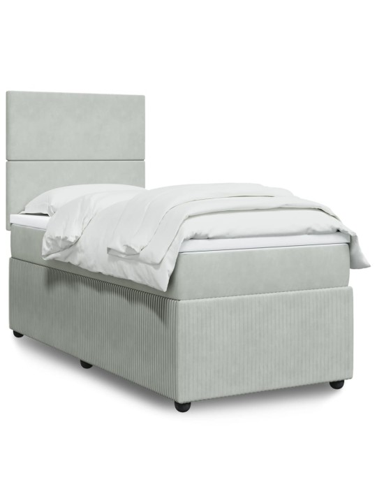 Box spring postel s matrací světle šedá 90x200 cm samet