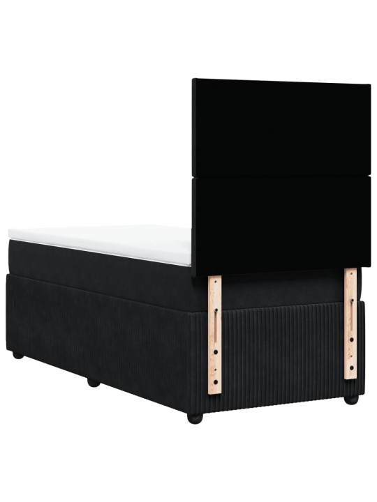 Box spring postel s matrací černá 90x200 cm samet