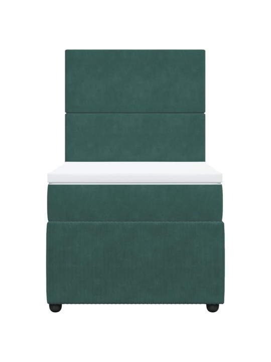 Box spring postel s matrací tmavě zelená 90x200 cm samet