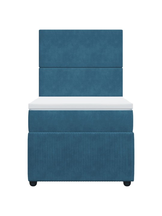 Box spring postel s matrací tmavě modrá 90x200 cm samet