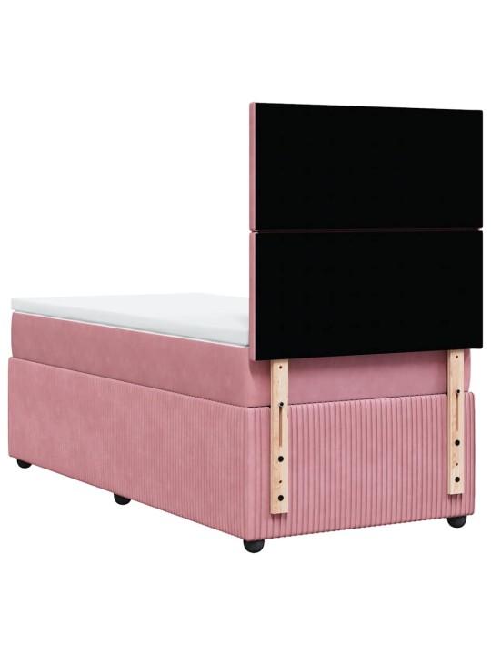 Box spring postel s matrací růžová 90x200 cm samet