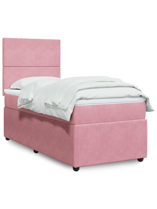 Box spring postel s matrací růžová 90x200 cm samet