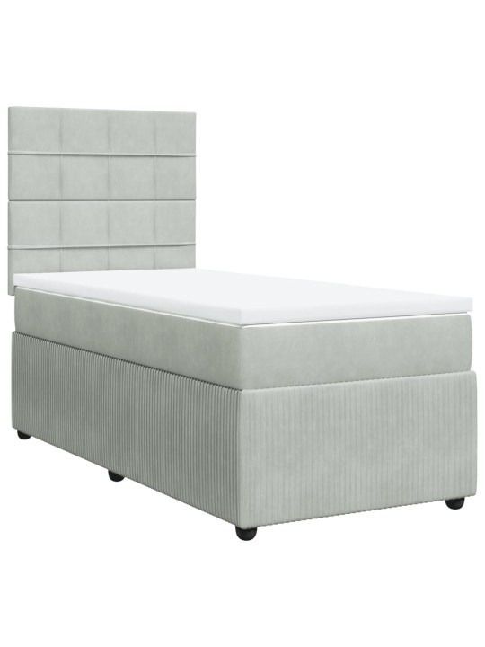 Box spring postel s matrací světle šedá 90x200 cm samet