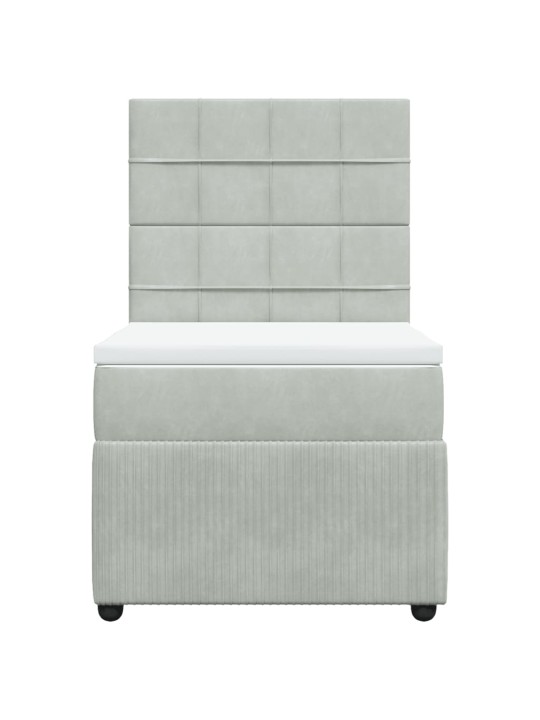 Box spring postel s matrací světle šedá 90x200 cm samet