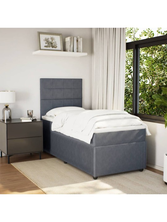 Box spring postel s matrací tmavě šedá 90x200 cm samet