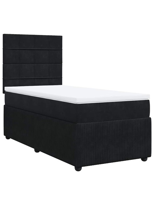Box spring postel s matrací černá 90x200 cm samet