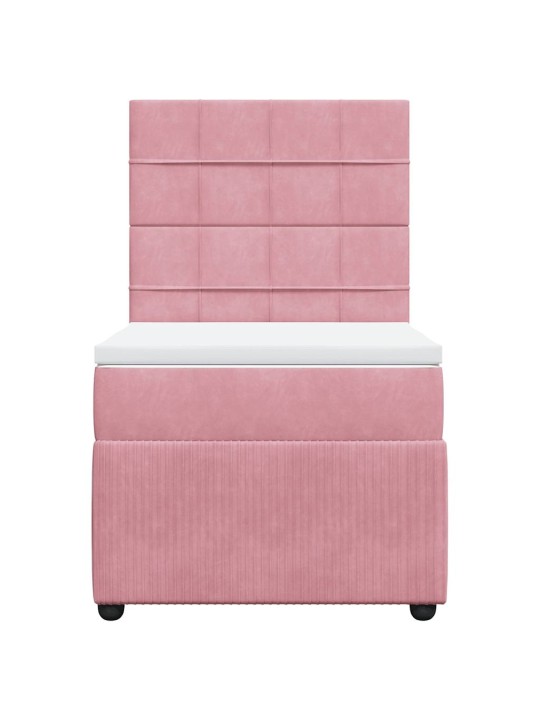 Box spring postel s matrací růžová 90x200 cm samet