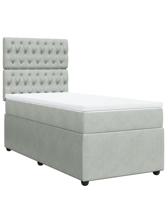 Box spring postel s matrací světle šedá 90x200 cm samet