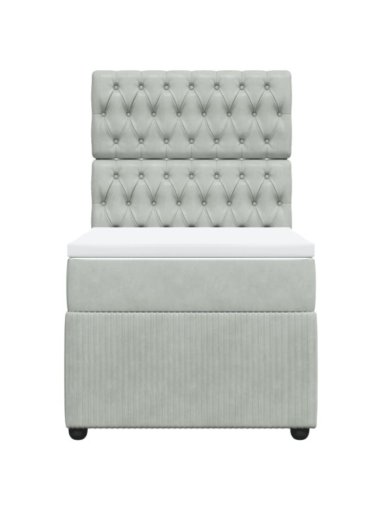 Box spring postel s matrací světle šedá 90x200 cm samet