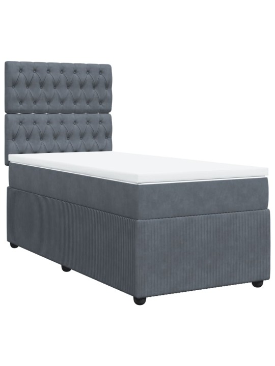 Box spring postel s matrací tmavě šedá 90x200 cm samet