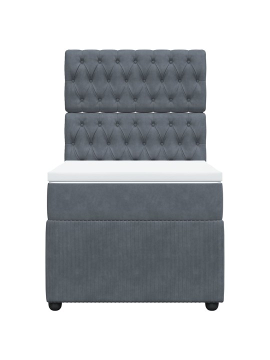 Box spring postel s matrací tmavě šedá 90x200 cm samet