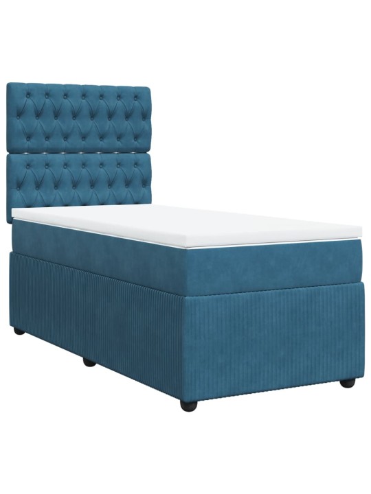 Box spring postel s matrací tmavě modrá 90x200 cm samet