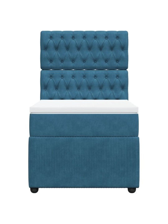 Box spring postel s matrací tmavě modrá 90x200 cm samet