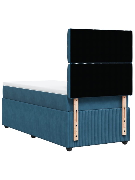 Box spring postel s matrací tmavě modrá 90x200 cm samet