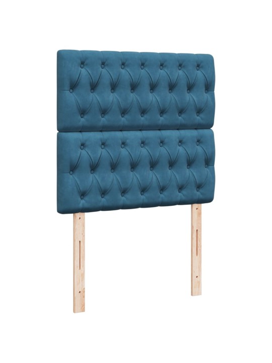 Box spring postel s matrací tmavě modrá 90x200 cm samet
