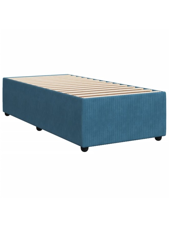 Box spring postel s matrací tmavě modrá 90x200 cm samet