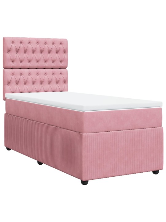 Box spring postel s matrací růžová 90x200 cm samet