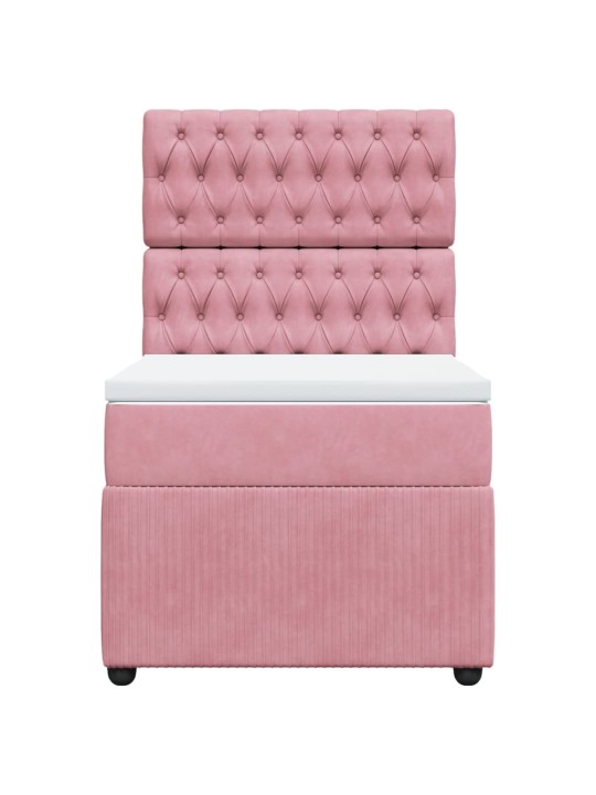 Box spring postel s matrací růžová 90x200 cm samet