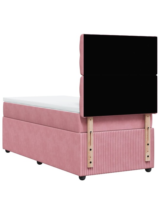 Box spring postel s matrací růžová 90x200 cm samet