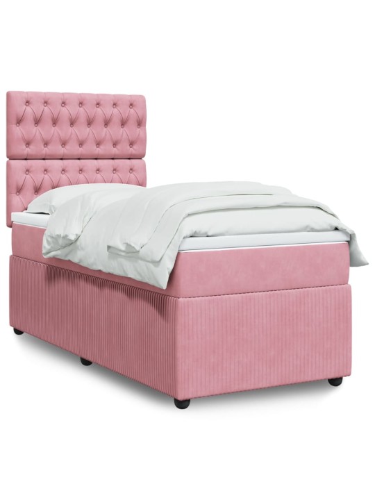 Box spring postel s matrací růžová 90x200 cm samet