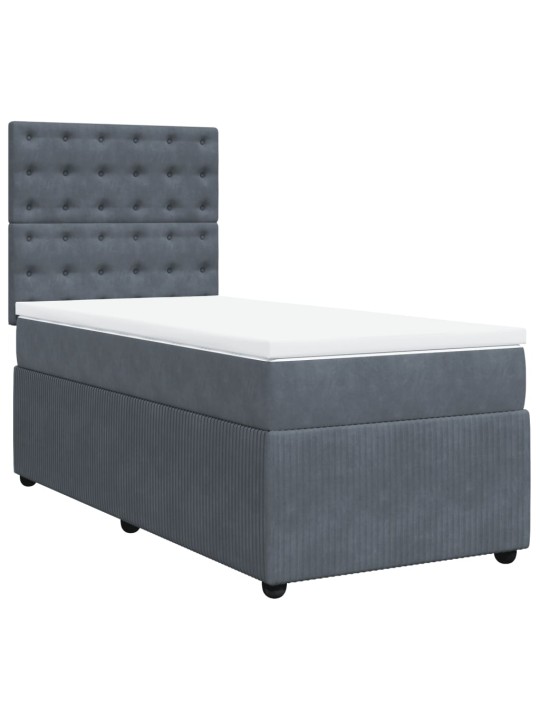 Box spring postel s matrací tmavě šedá 90x200 cm samet