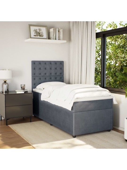 Box spring postel s matrací tmavě šedá 90x200 cm samet