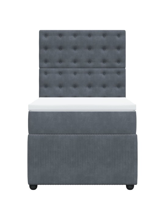 Box spring postel s matrací tmavě šedá 90x200 cm samet
