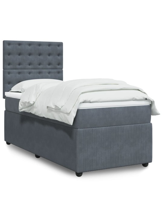 Box spring postel s matrací tmavě šedá 90x200 cm samet