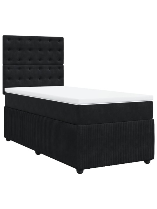 Box spring postel s matrací černá 90x200 cm samet